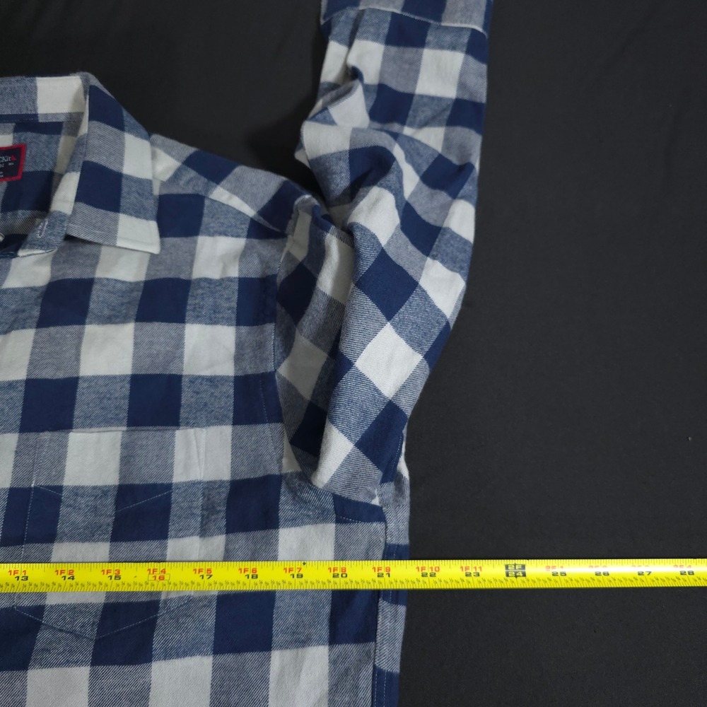 UNTUCKit Barrelstone Shirt Mens Medium Navy White Gingham Flannel 40713 Regular - Picture 4 of 11